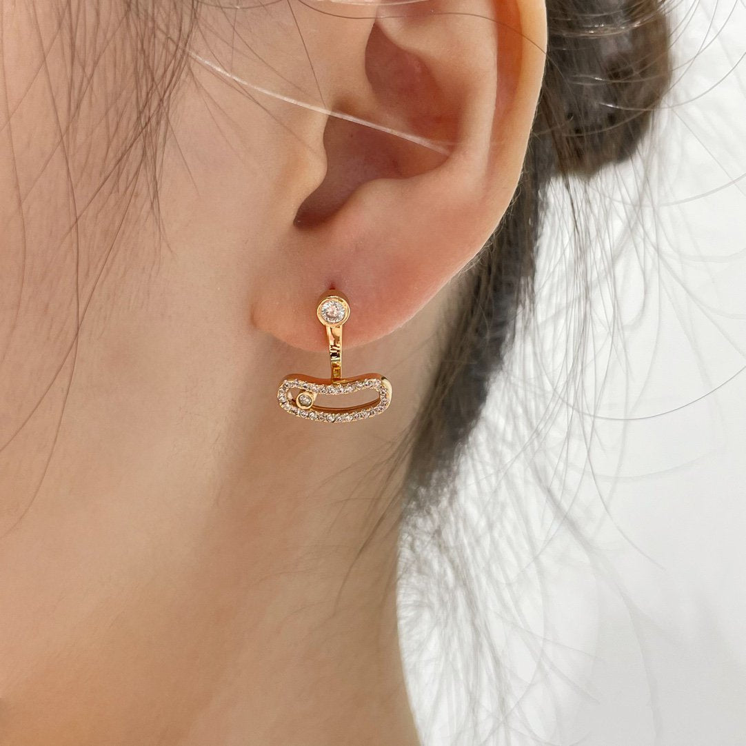 [OrnoraJewelry]MOVE UNO PINK GOLD DIAMOND EARRINGS