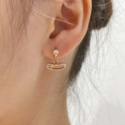 [OrnoraJewelry]MOVE UNO PINK GOLD DIAMOND EARRINGS