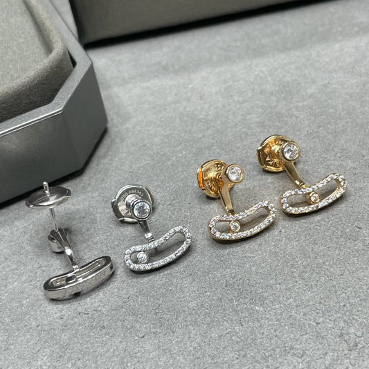 [OrnoraJewelry]MOVE UNO PINK GOLD DIAMOND EARRINGS