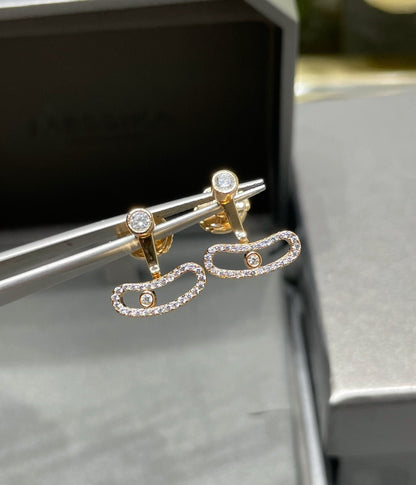 [OrnoraJewelry]MOVE UNO PINK GOLD DIAMOND EARRINGS