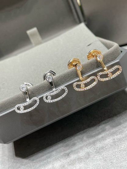 [OrnoraJewelry]MOVE UNO PINK GOLD DIAMOND EARRINGS