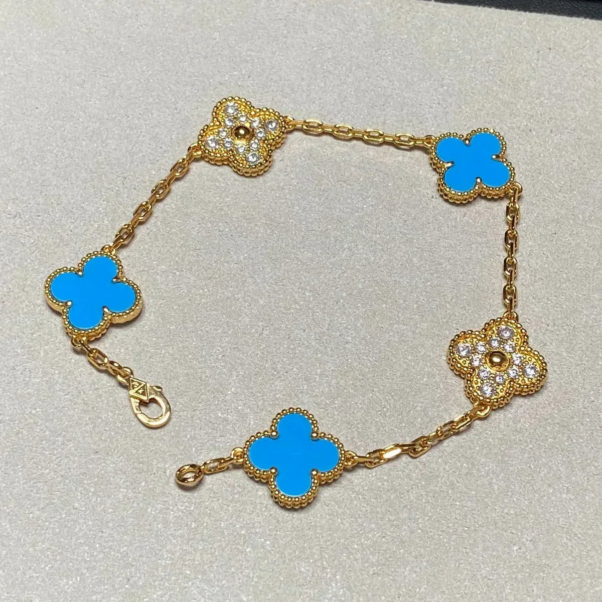 [OrnoraJewelry] CLOVER 5 MOTIF BLUE AGATE BRACELET COLLECTION