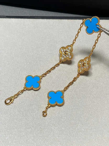 [OrnoraJewelry] CLOVER 5 MOTIF BLUE AGATE BRACELET COLLECTION
