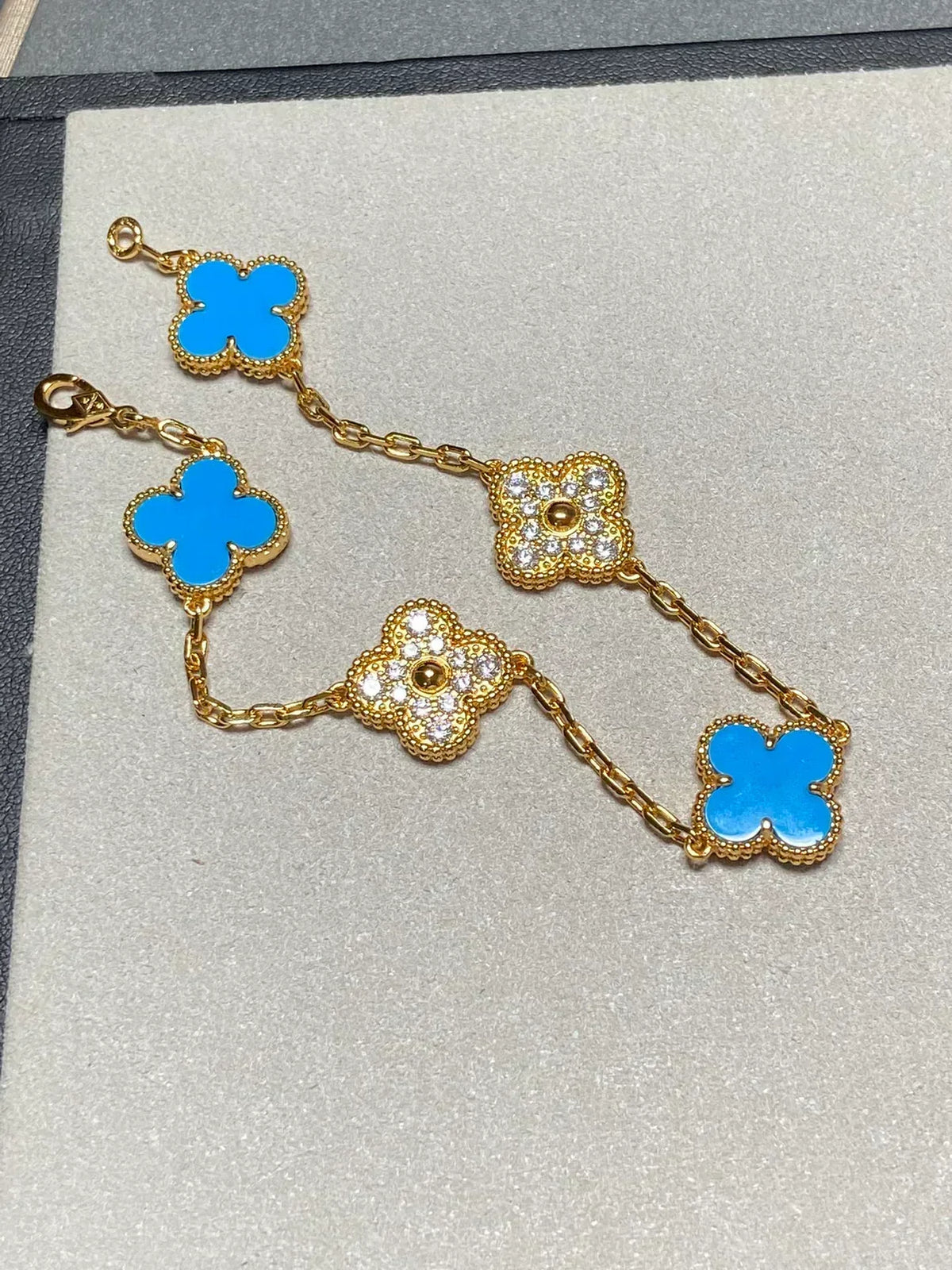 [OrnoraJewelry] CLOVER 5 MOTIF BLUE AGATE BRACELET COLLECTION