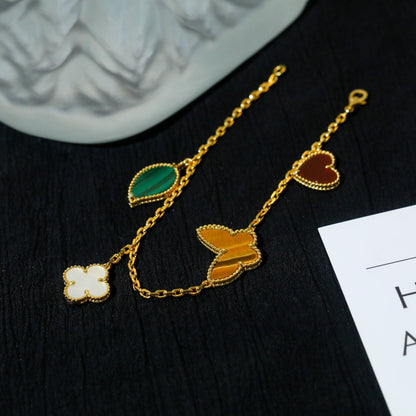 [OrnoraJewelry]LUCKY SPRING 5 MOTIF GOLD BRACELET