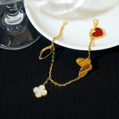 [OrnoraJewelry]LUCKY SPRING 5 MOTIF GOLD BRACELET