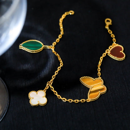 [OrnoraJewelry]LUCKY SPRING 5 MOTIF GOLD BRACELET