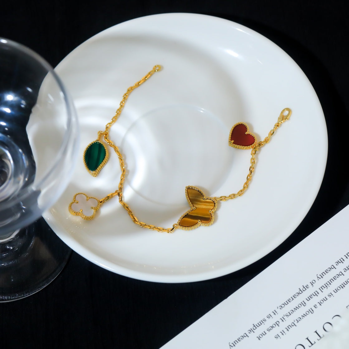 [OrnoraJewelry]LUCKY SPRING 5 MOTIF GOLD BRACELET