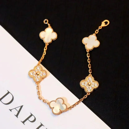 [OrnoraJewelry]CLOVER WHITE PEARL MOP 5 MOTIF BRACELET COLLECTION