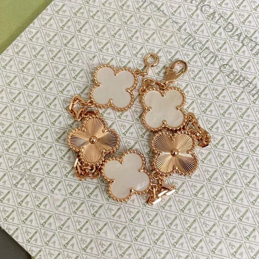 [OrnoraJewelry]CLOVER WHITE PEARL MOP 5 MOTIF BRACELET COLLECTION