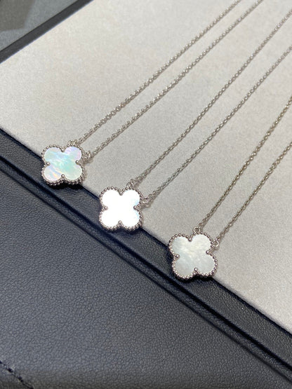 [OrnoraJewelry]CLOVER MEDIUM SILVER WHITE MOP NECKLACE