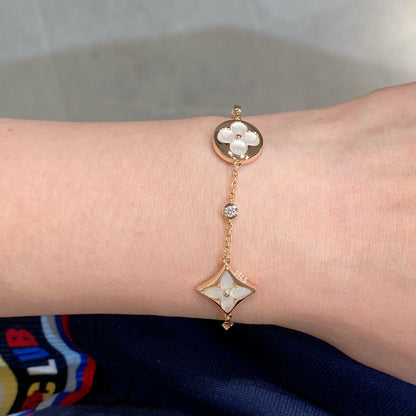 [OrnoraJewelry]OrnoraAND SUN 4 MOTIF WHITE MOP PINK GOLD BRACELET