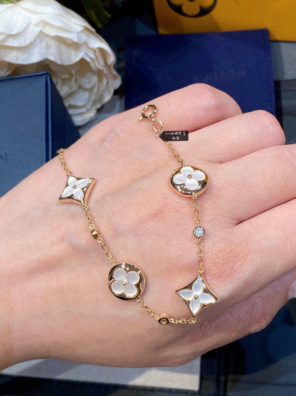 [OrnoraJewelry]OrnoraAND SUN 4 MOTIF WHITE MOP PINK GOLD BRACELET