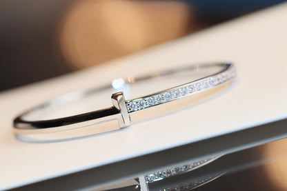 [Ornora Jewelry]NARROW T1 HINGED BANGLE DIAMOND SILVER