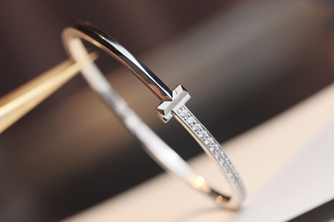 [Ornora Jewelry]NARROW T1 HINGED BANGLE DIAMOND SILVER