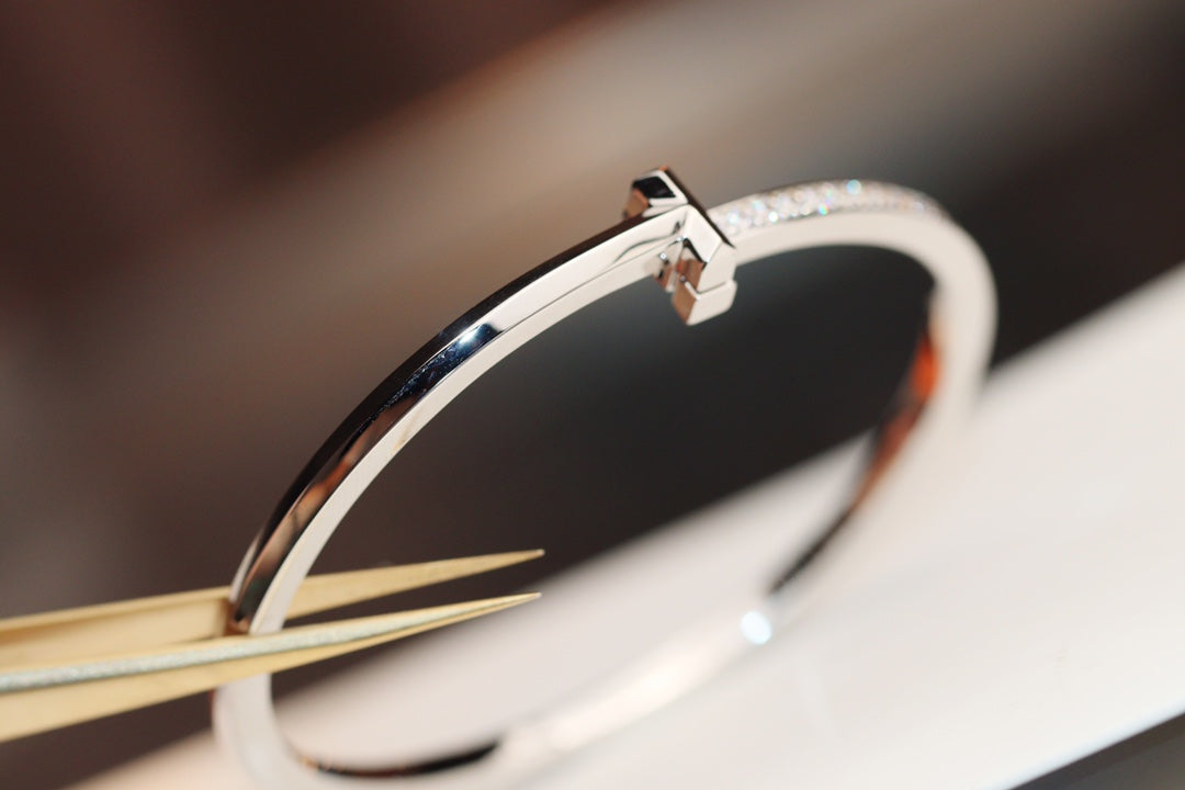 [Ornora Jewelry]NARROW T1 HINGED BANGLE DIAMOND SILVER