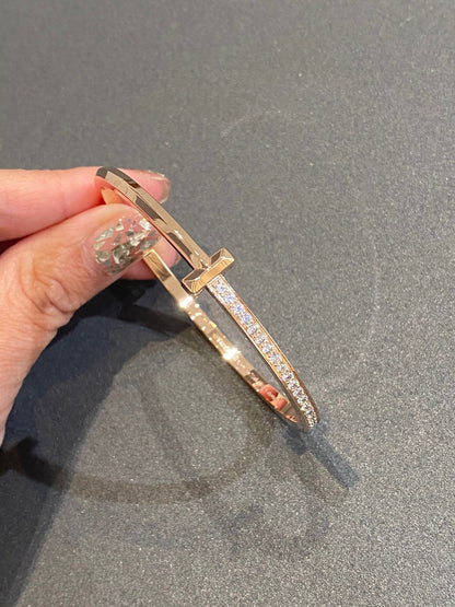 [Ornora Jewelry]NARROW T1 HINGED BANGLE DIAMOND PINK GOLD