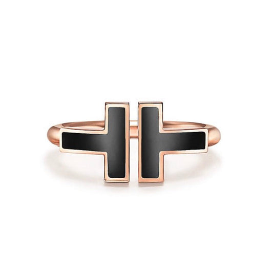 [Ornora Jewelry]T SMALL ONYX PINK GOLD RING