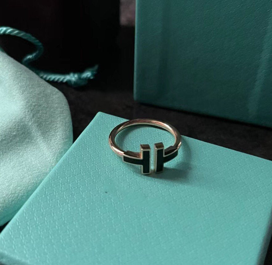 [Ornora Jewelry]T SMALL ONYX PINK GOLD RING