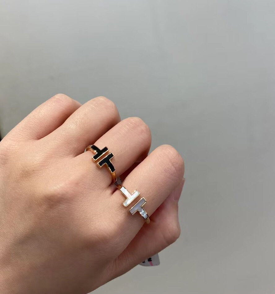 [Ornora Jewelry]T SMALL ONYX PINK GOLD RING