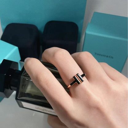 [Ornora Jewelry]T SMALL ONYX PINK GOLD RING