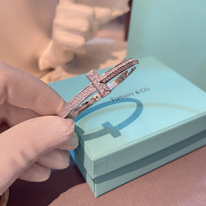[Ornora Jewelry]T1 WIDE HINGED BANGLE DIAMOND PAVED BRACELET