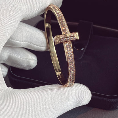 [Ornora Jewelry]T1 WIDE HINGED BANGLE DIAMOND PAVED BRACELET