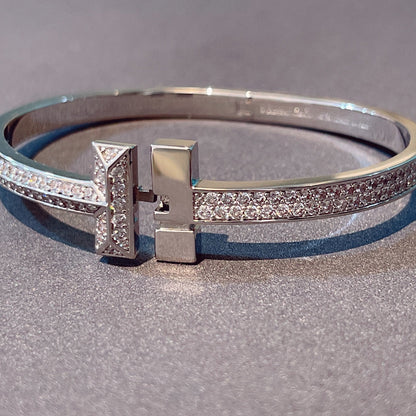 [Ornora Jewelry]T1 WIDE HINGED BANGLE DIAMOND PAVED BRACELET