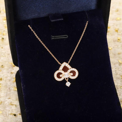 [Ornora Jewelry]FLEUR DE LIS PINK GOLD DIAMOND NECKLACE
