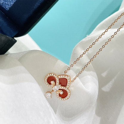 [Ornora Jewelry]FLEUR DE LIS PINK GOLD DIAMOND NECKLACE