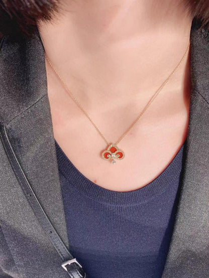 [Ornora Jewelry]FLEUR DE LIS PINK GOLD DIAMOND NECKLACE