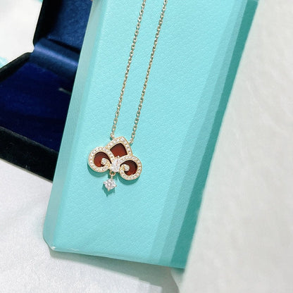 [Ornora Jewelry]FLEUR DE LIS PINK GOLD DIAMOND NECKLACE
