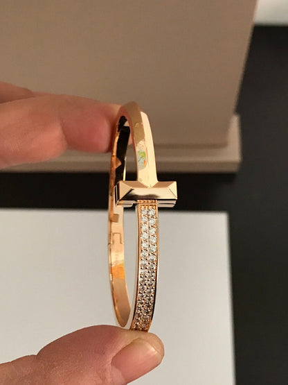 [Ornora Jewelry]T1 WIDE DIAMOND HINGED BANGLE PINK GOLD