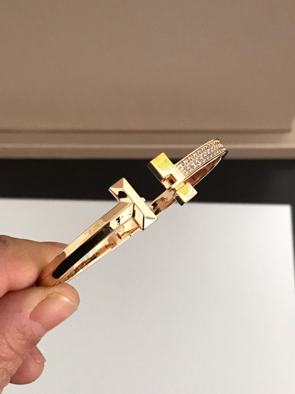 [Ornora Jewelry]T1 WIDE DIAMOND HINGED BANGLE PINK GOLD