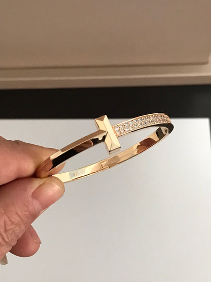 [Ornora Jewelry]T1 WIDE DIAMOND HINGED BANGLE PINK GOLD