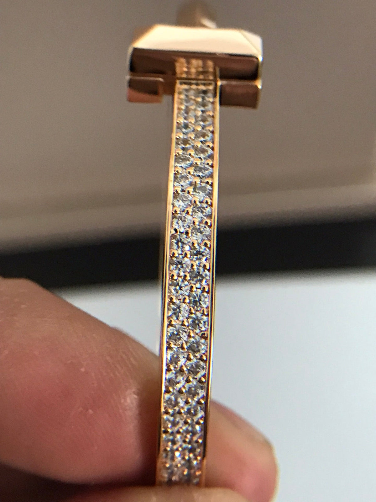 [Ornora Jewelry]T1 WIDE DIAMOND HINGED BANGLE PINK GOLD