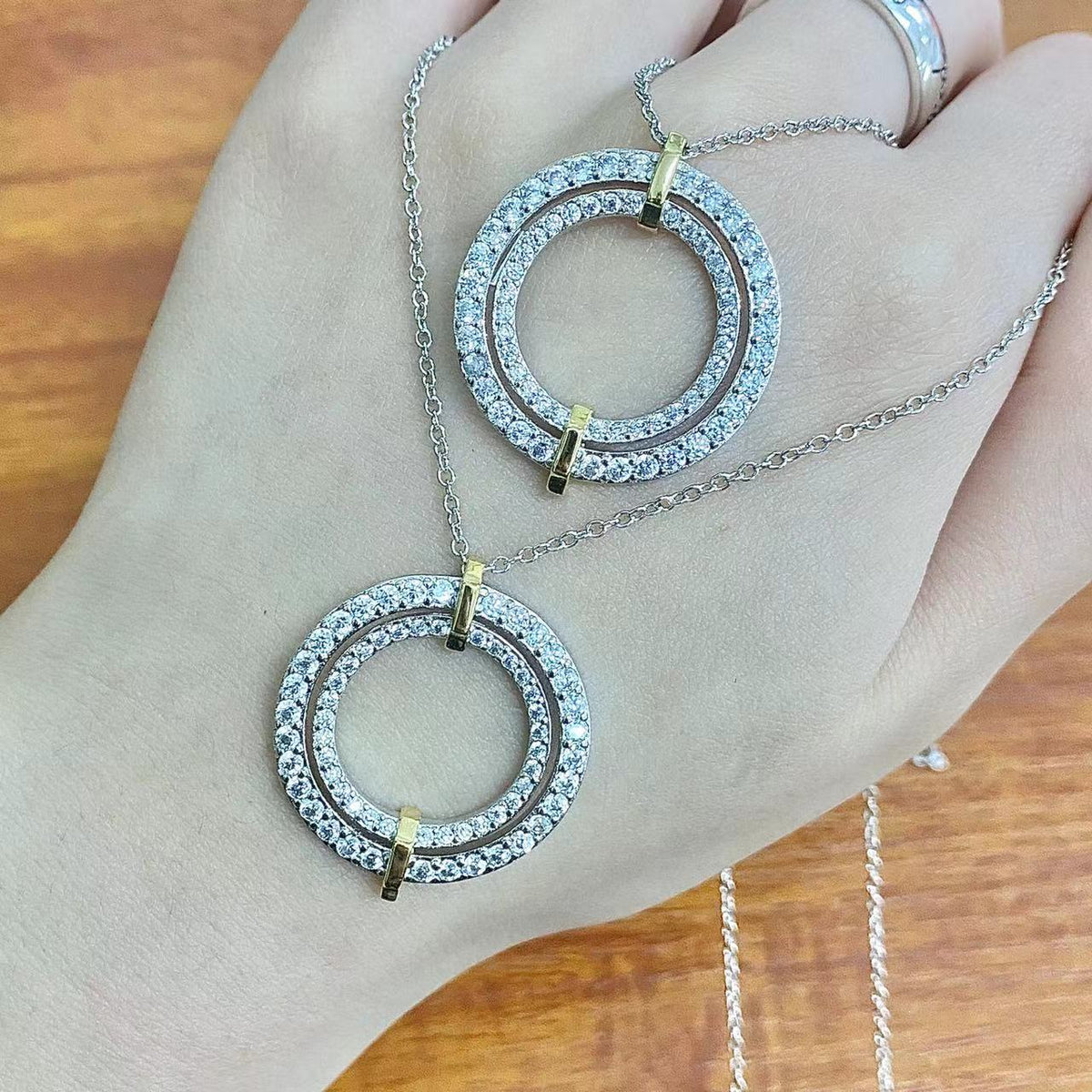 [Ornora Jewelry]EDGE DIAMOND GOLD SILVER NECKLACE
