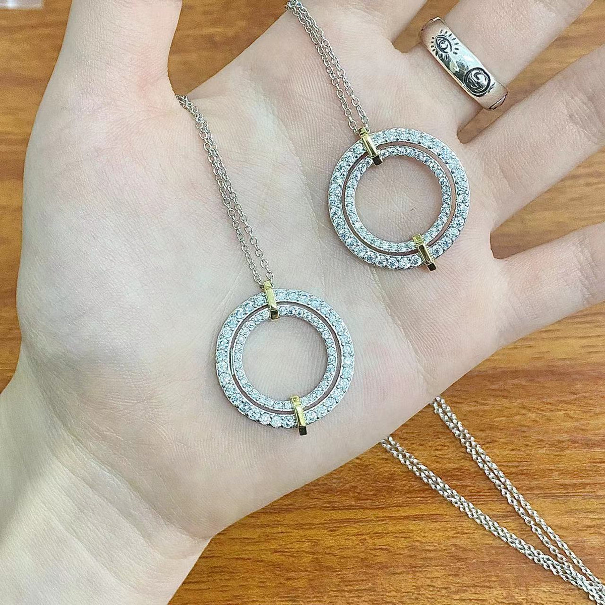 [Ornora Jewelry]EDGE DIAMOND GOLD SILVER NECKLACE