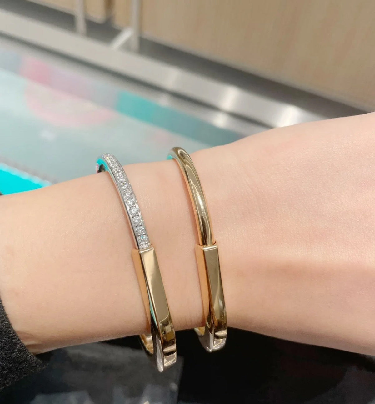 [Ornora Jewelry]LOCK PINK GOLD SILVER DIAMOND BRACELET