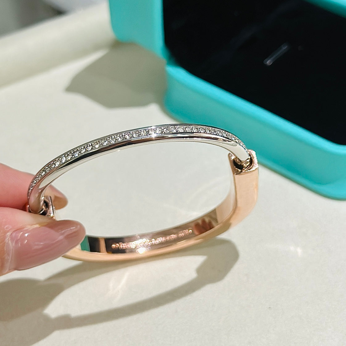 [Ornora Jewelry]LOCK PINK GOLD SILVER DIAMOND BRACELET