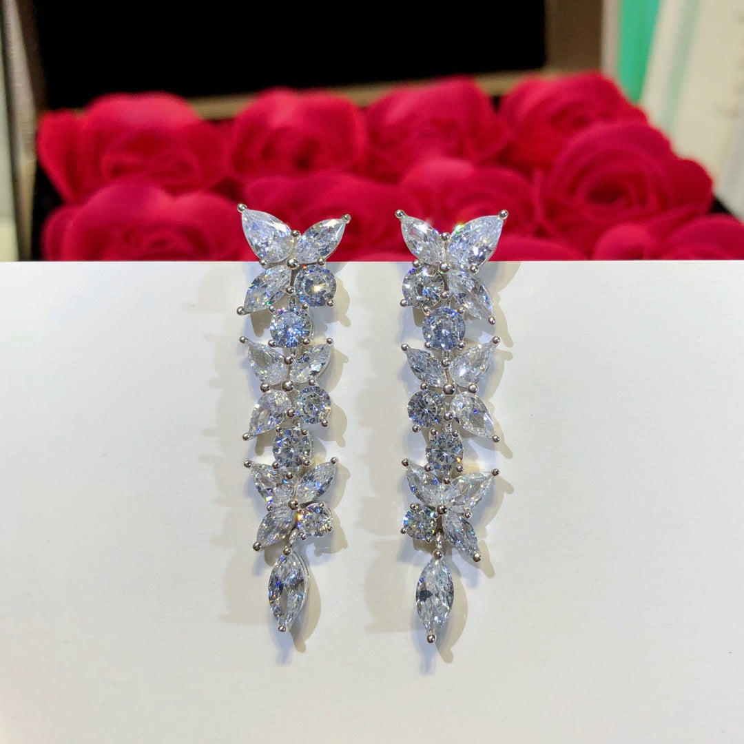 [Ornora Jewelry]VICTORIA SILVER DIAMOND DROP EARRINGS
