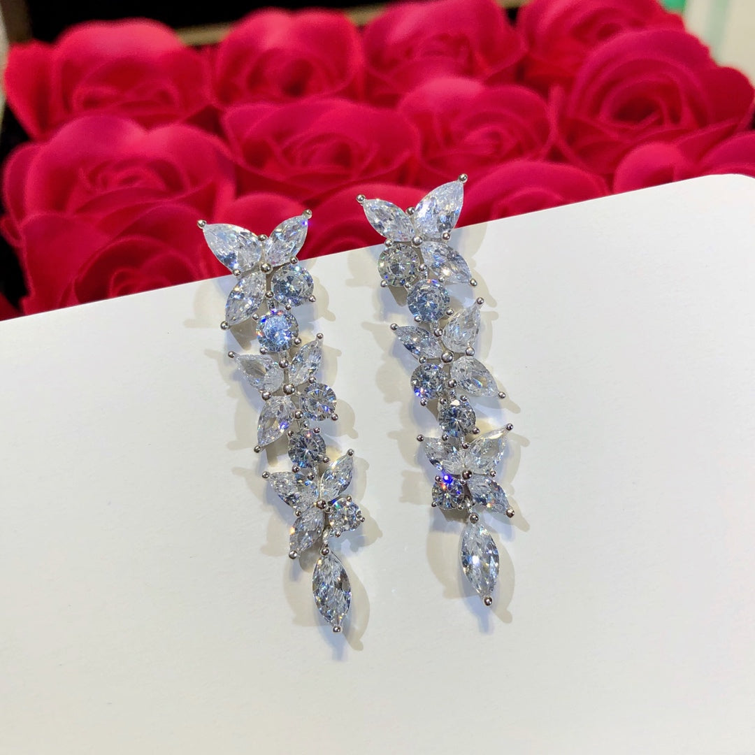 [Ornora Jewelry]VICTORIA SILVER DIAMOND DROP EARRINGS