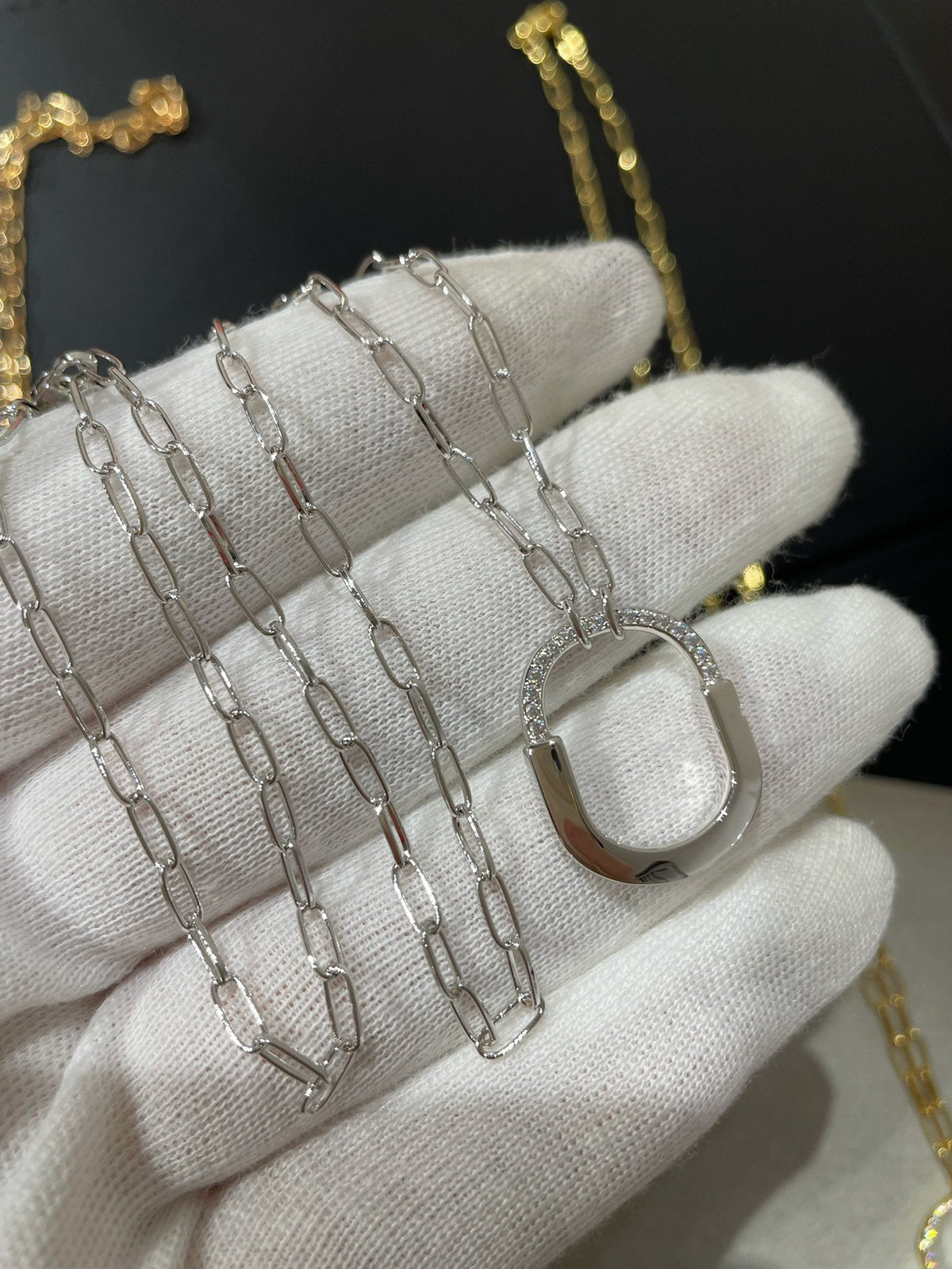 [Ornora Jewelry]LOCK MEDIUM PENDANT DIAMOND NECKLACE