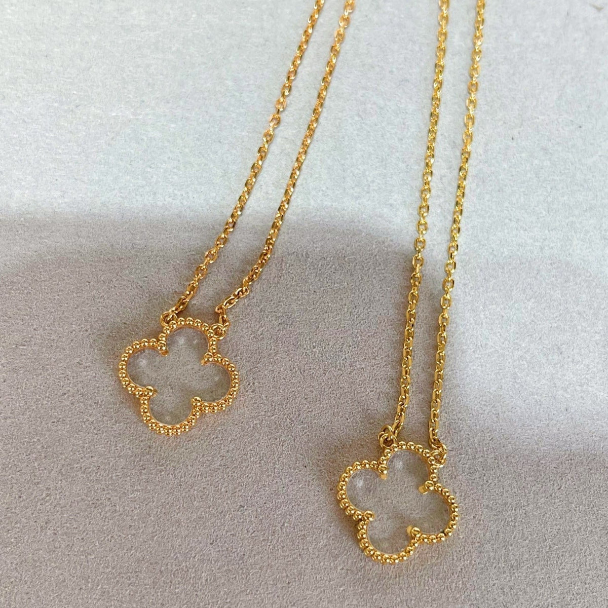 [OrnoraJewelry]CLOVER ROCK CRYSTAL ROSE GOLD NECKLACE