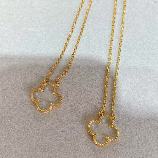 [OrnoraJewelry]CLOVER ROCK CRYSTAL ROSE GOLD NECKLACE