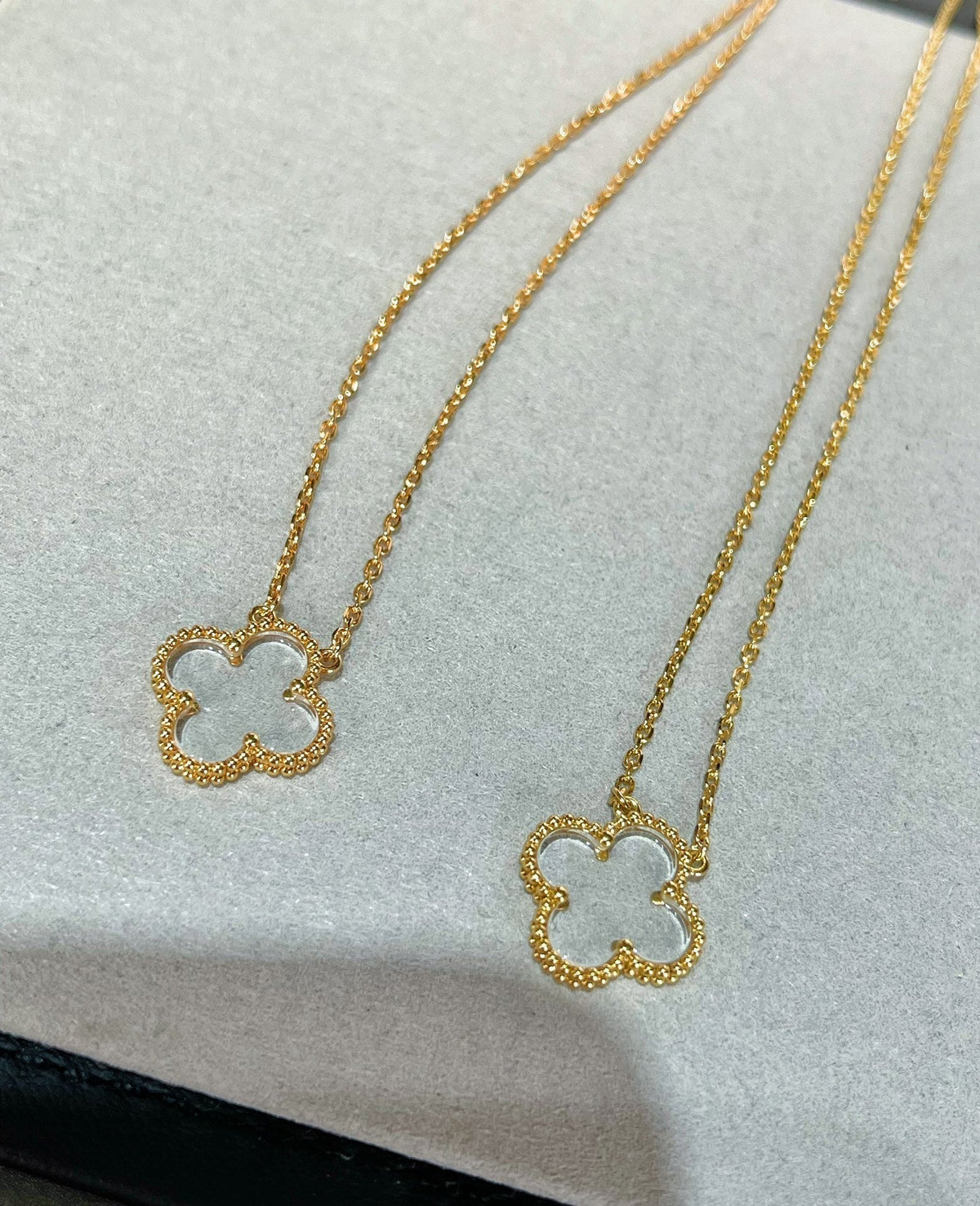 [OrnoraJewelry]CLOVER ROCK CRYSTAL ROSE GOLD NECKLACE
