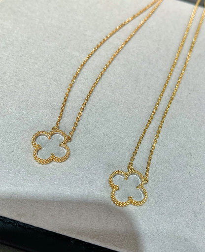 [OrnoraJewelry]CLOVER ROCK CRYSTAL ROSE GOLD NECKLACE