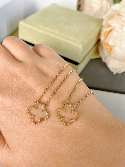 [OrnoraJewelry]CLOVER ROCK CRYSTAL ROSE GOLD NECKLACE