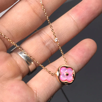 [OrnoraJewelry]COLOR BLOSSOM PINK MOP SUN GOLD NECKLACE