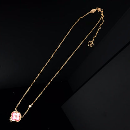 [OrnoraJewelry]COLOR BLOSSOM PINK MOP SUN GOLD NECKLACE